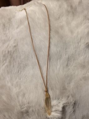 Swarovski Gold Crystal Pendant on Beige Cord
